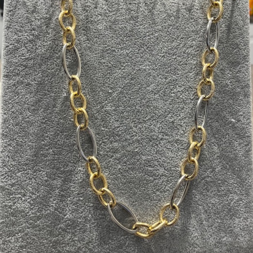 Silver and gold long necklace
